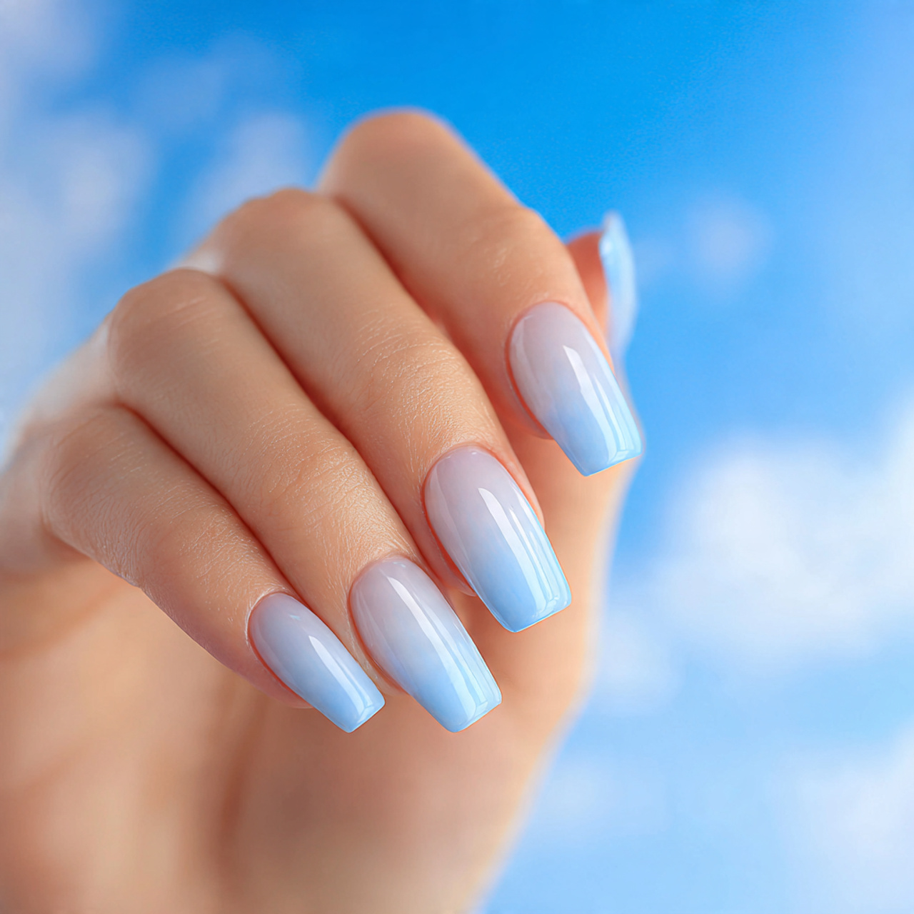 Blue And White Ombre Nails