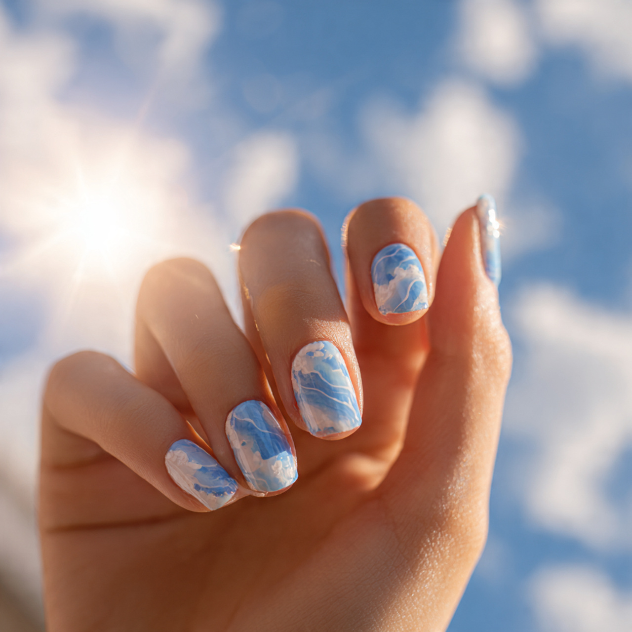 Blue And White Summer Nails