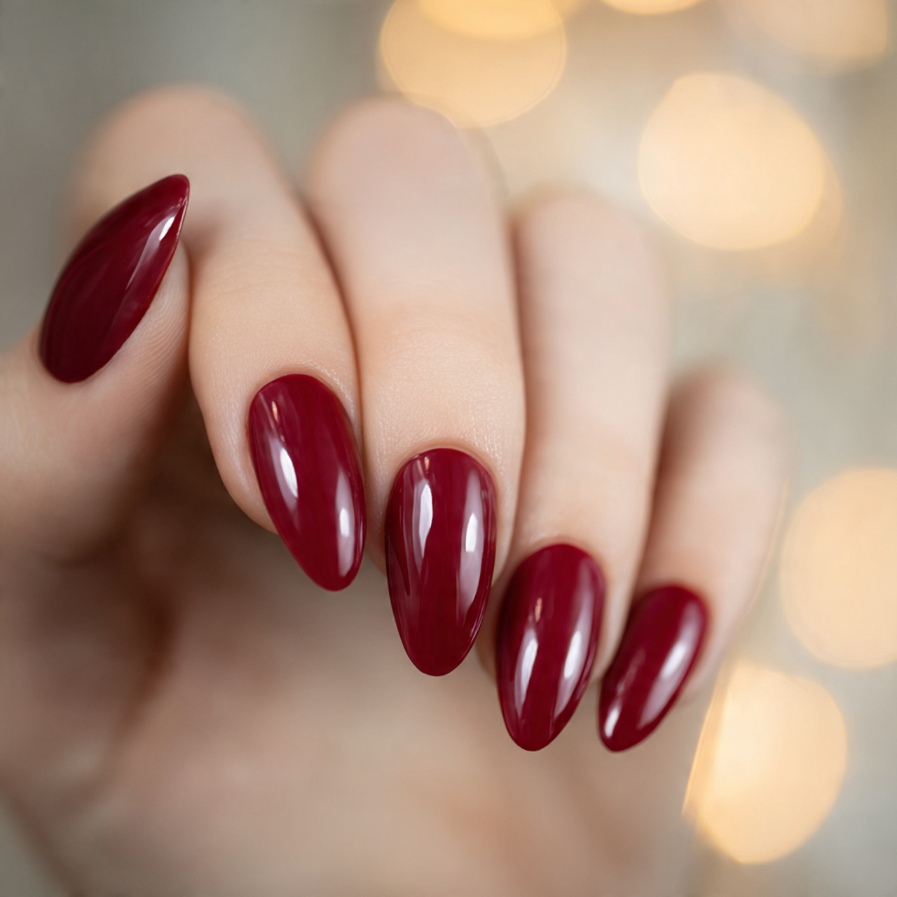 Cherry Red Almond Nails