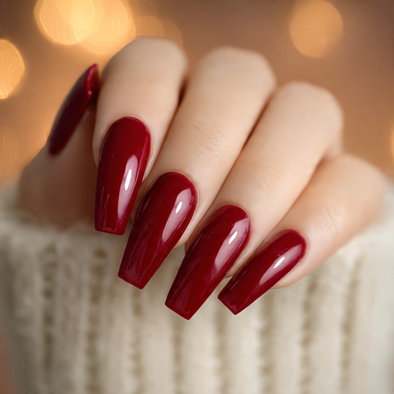 Cherry Red Coffin Nails