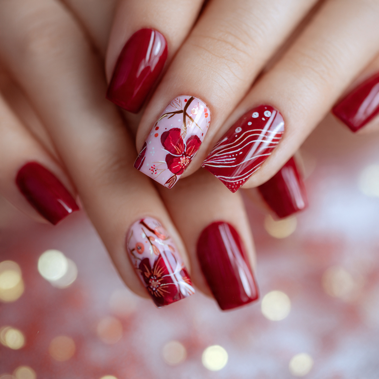 Cherry Red Nail Art Designs