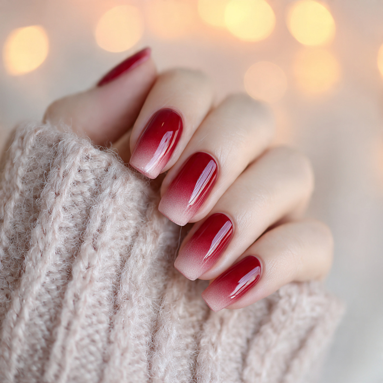 Cherry Red Ombre Nails
