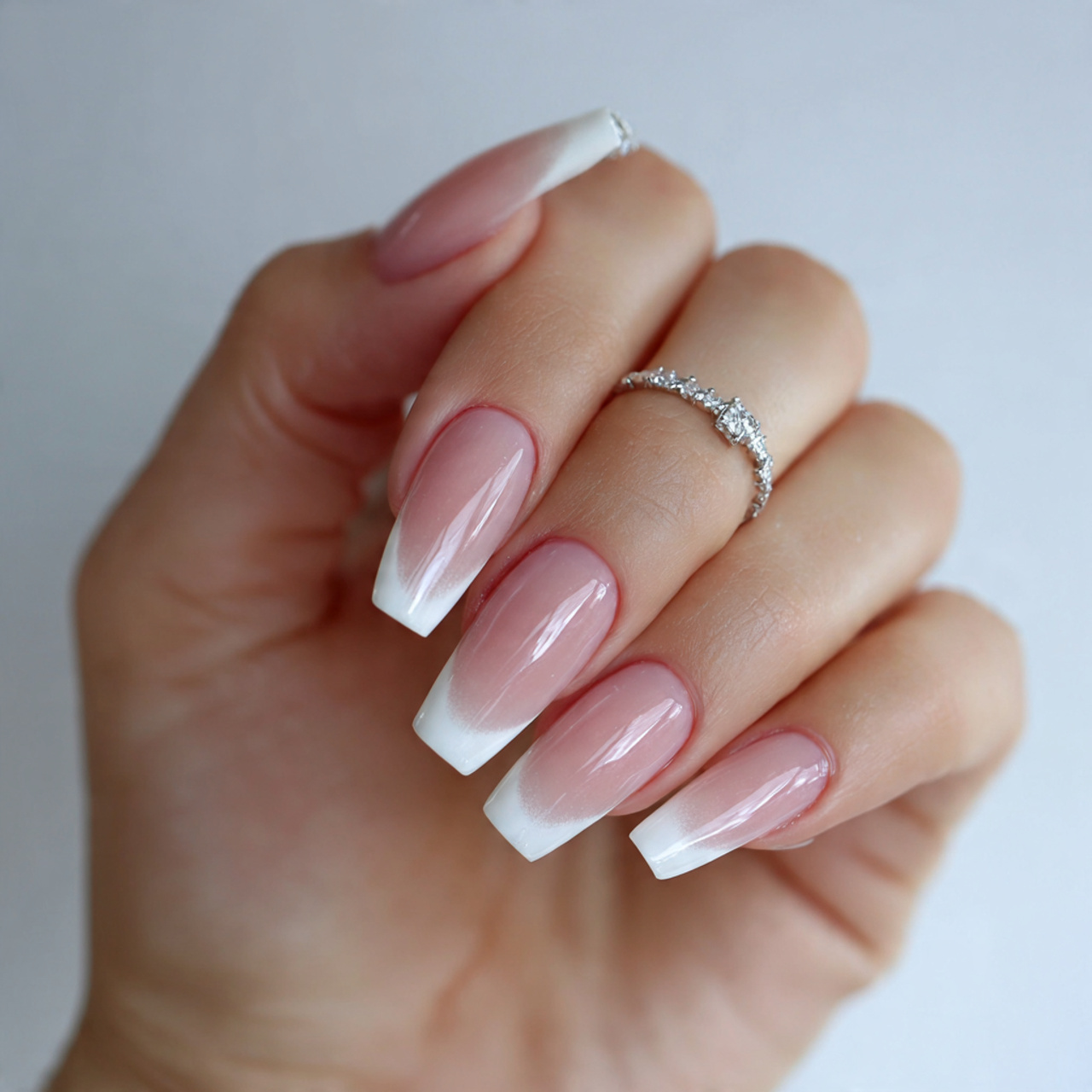 Coffin French Tip Acrylic Nails