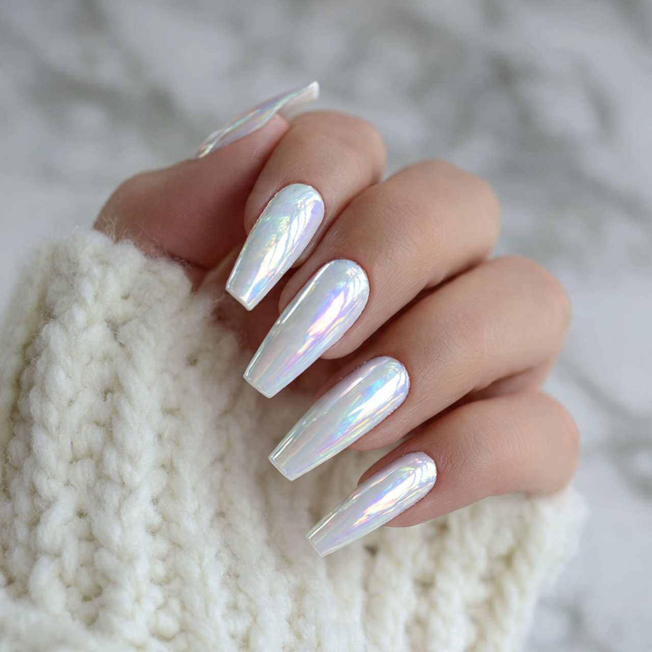 White Chrome Nails: 17 Stunning Styles to Try This Year 8 Coffin White Chrome Nails