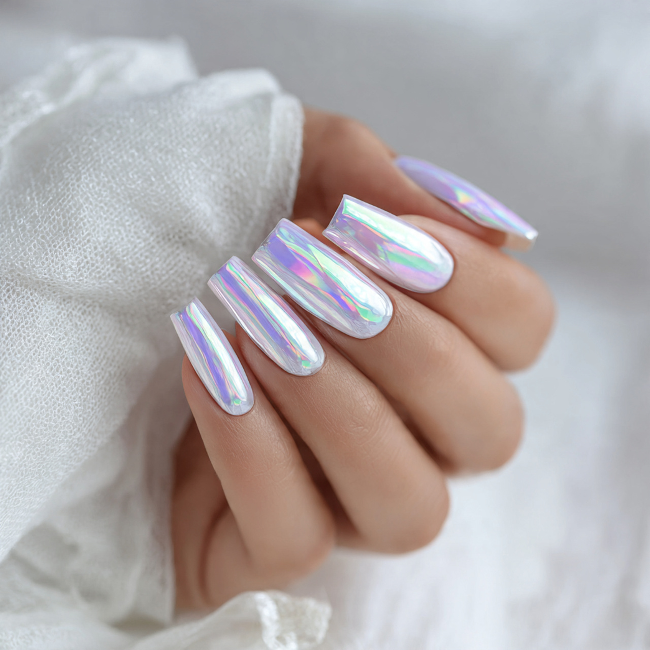 White Chrome Nails: 17 Stunning Styles to Try This Year 17 Colored Base White Chrome Nail