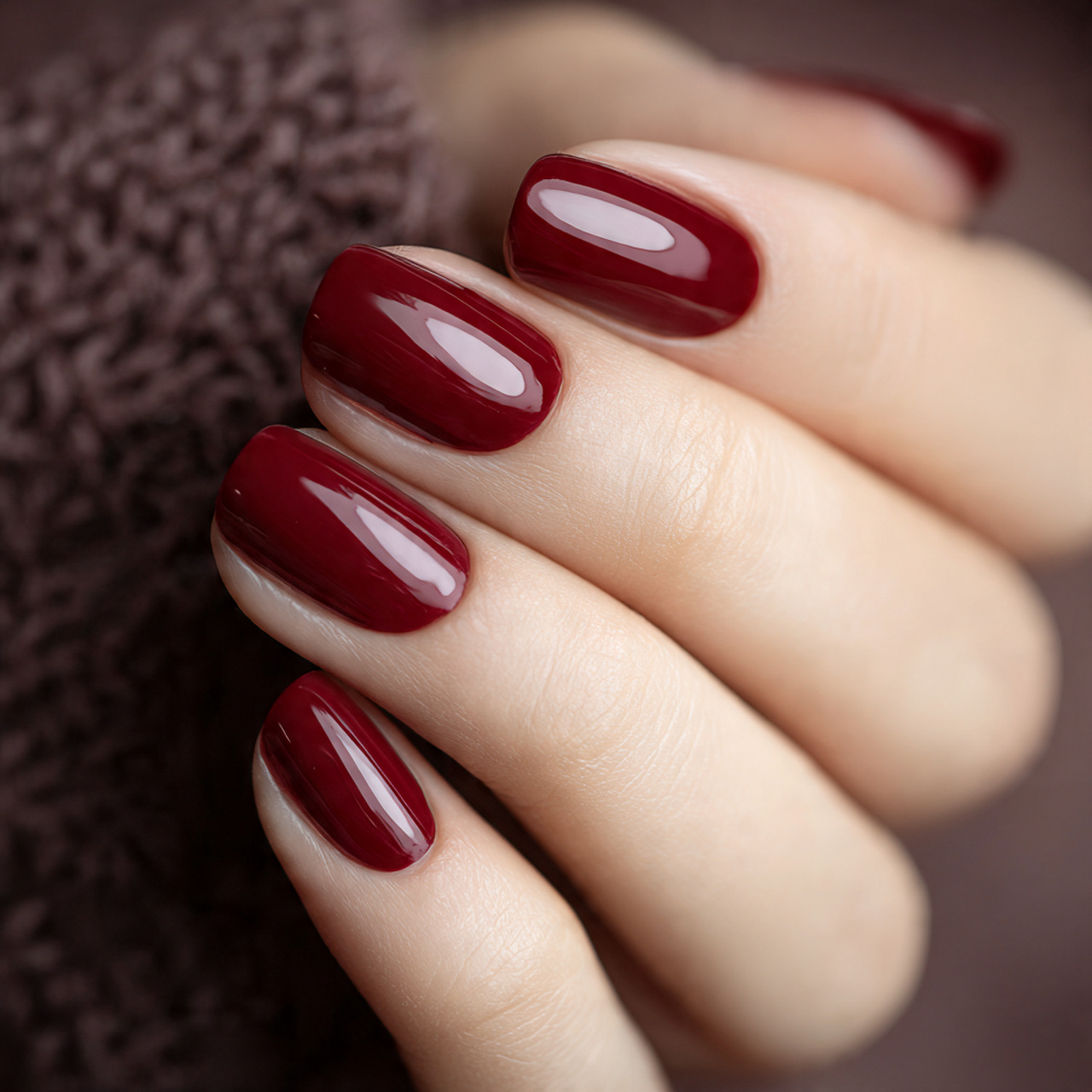 Dark Cherry Red Nails