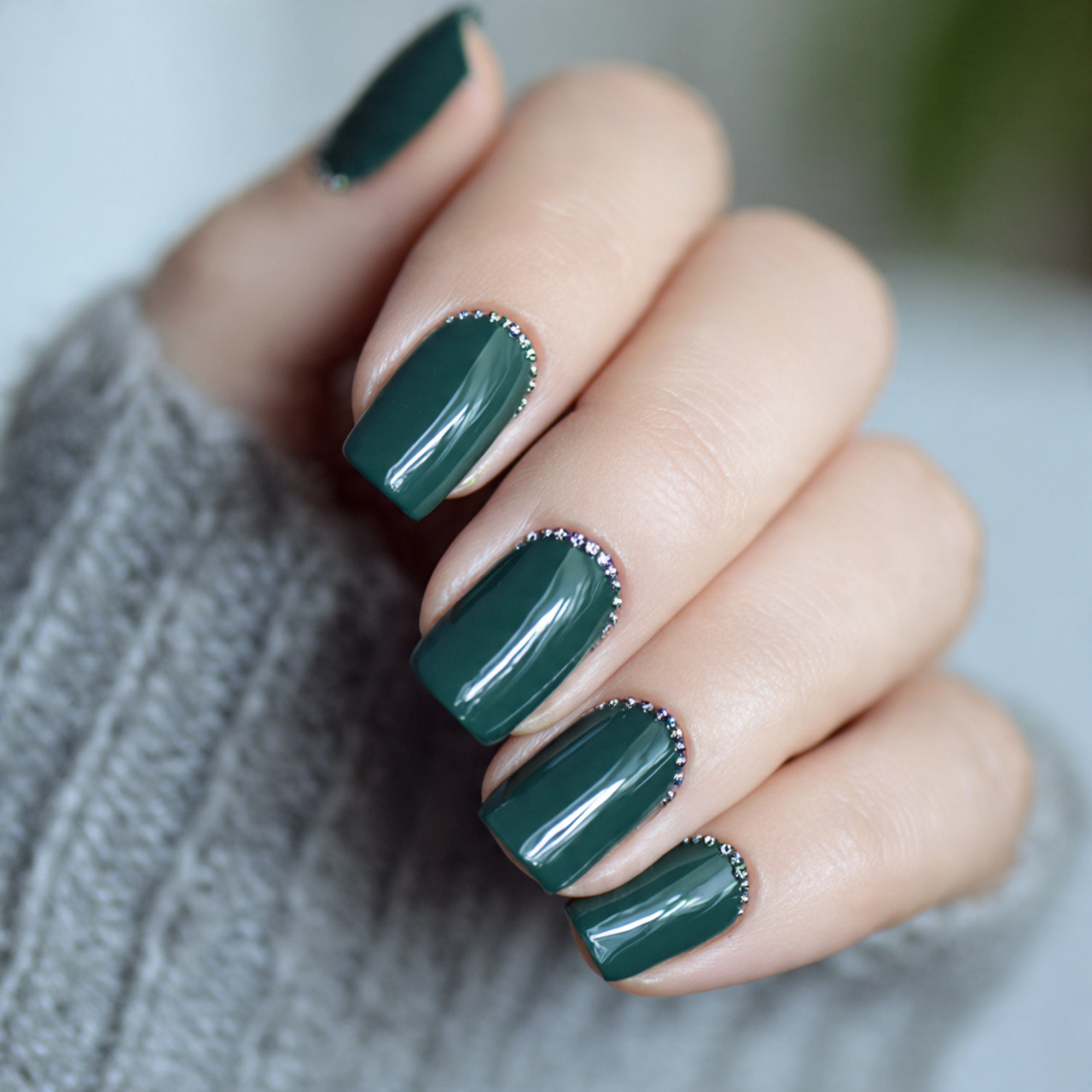 Minimalist Dark Green Nails