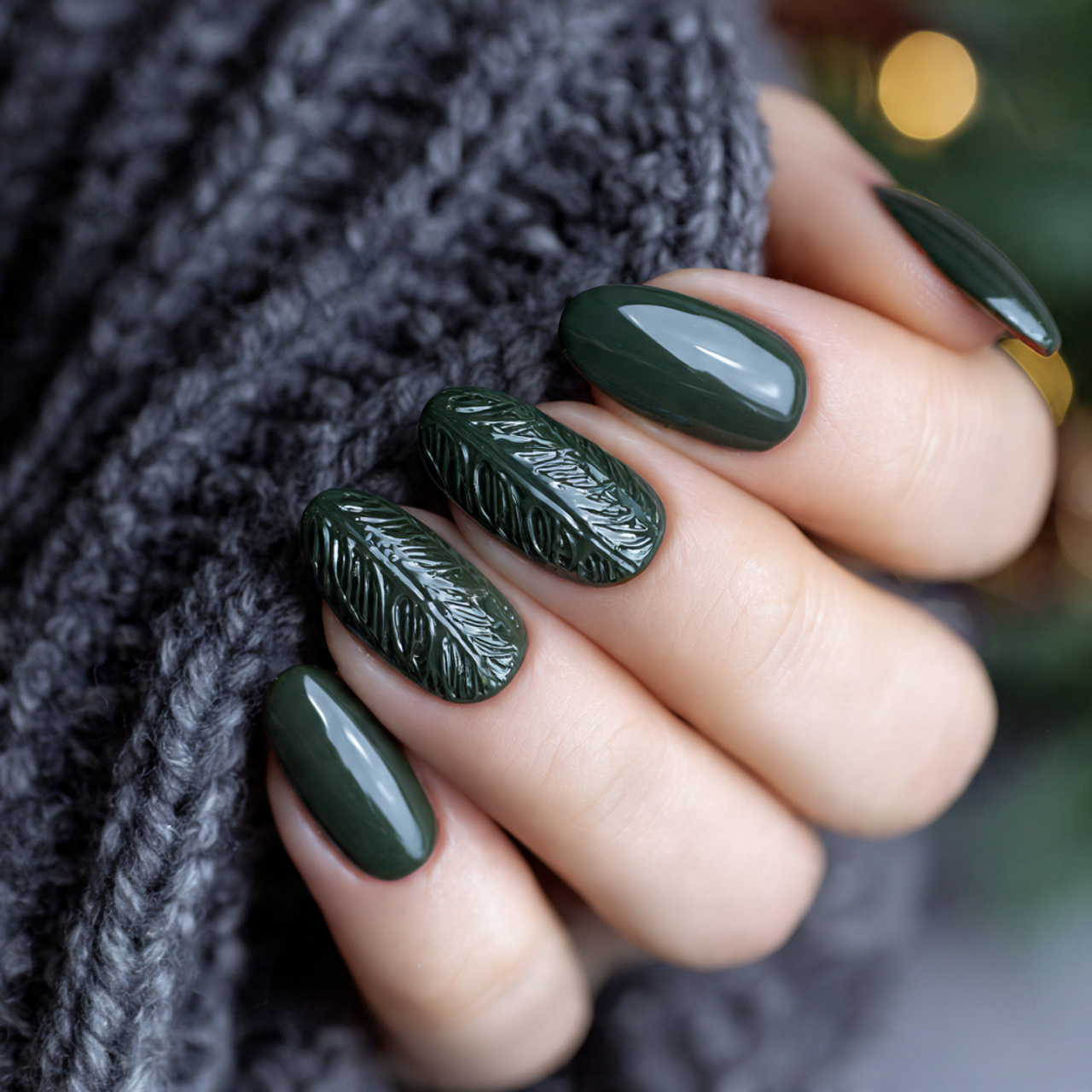 Dark Green Nails Design Ideas