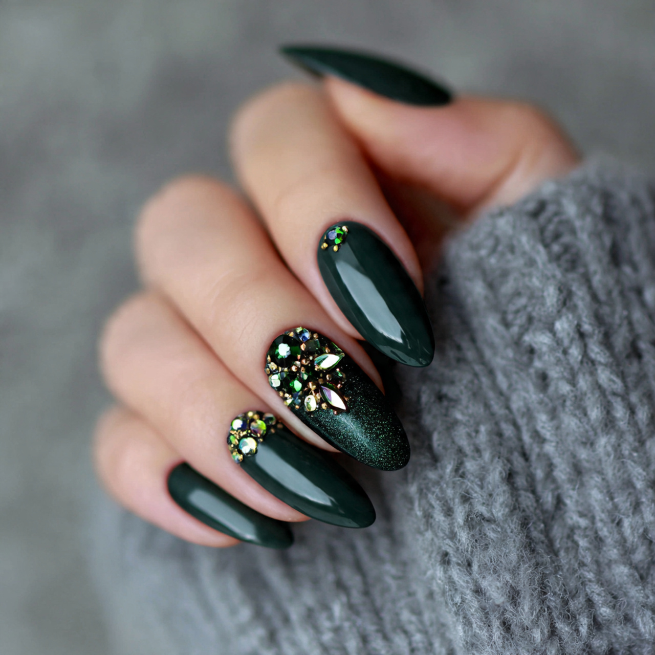 Dark Green Nails for Special Occasions