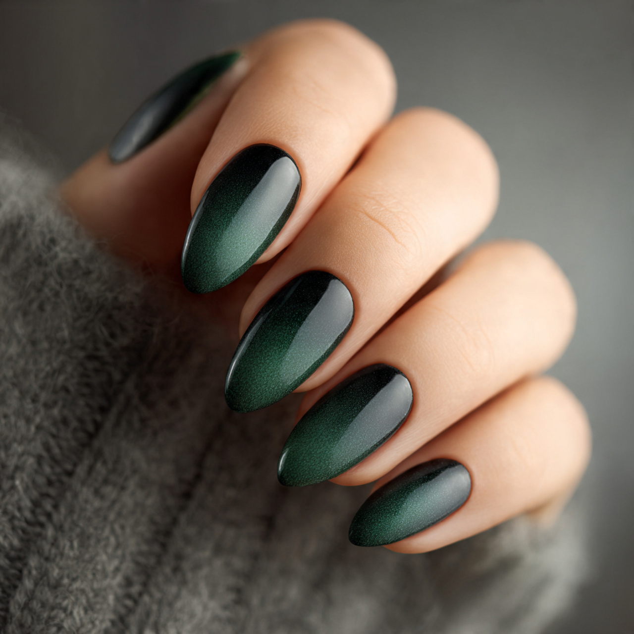 Dark Green Ombre Nails