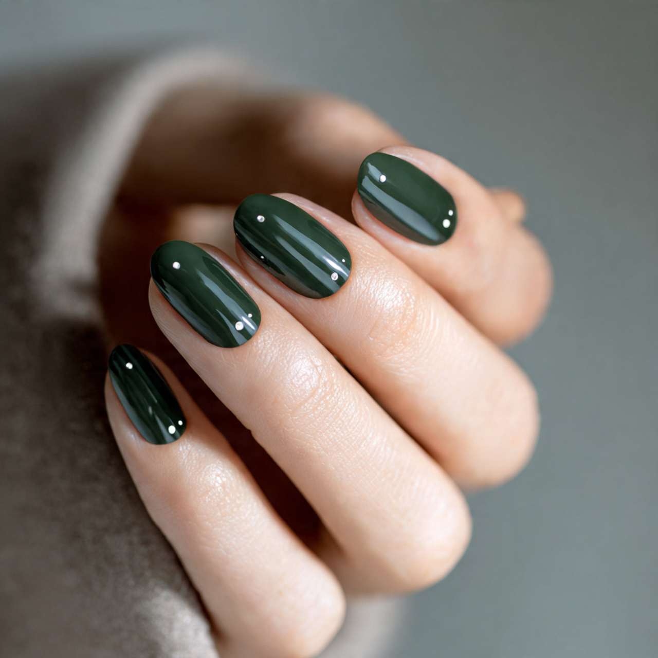 Short Dark Green Nails