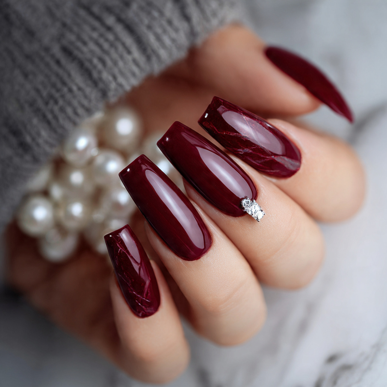 Dark Red Acrylic Nails Designs