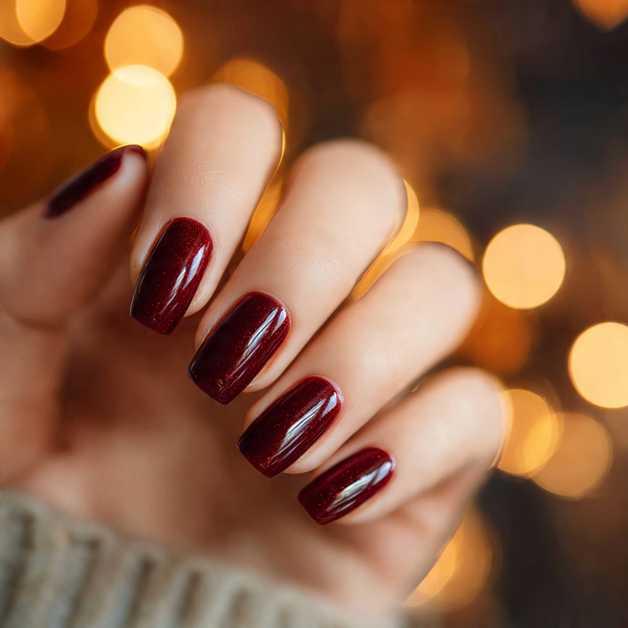 Dark Red Fall Nails Design