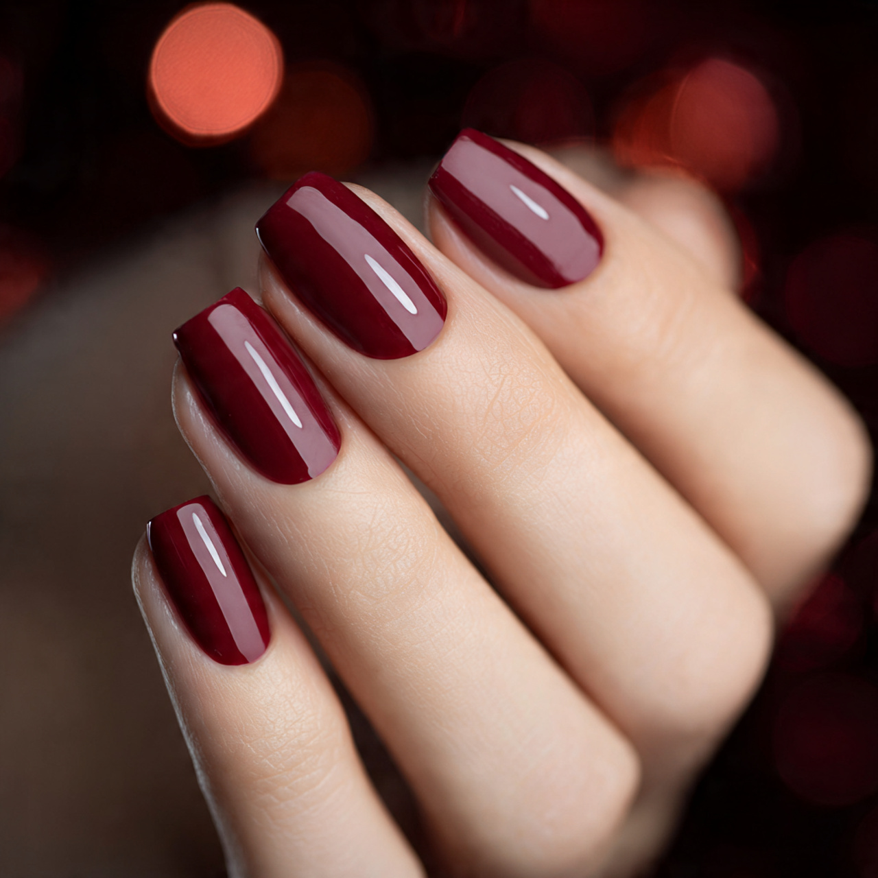 Dark Red Nails Design