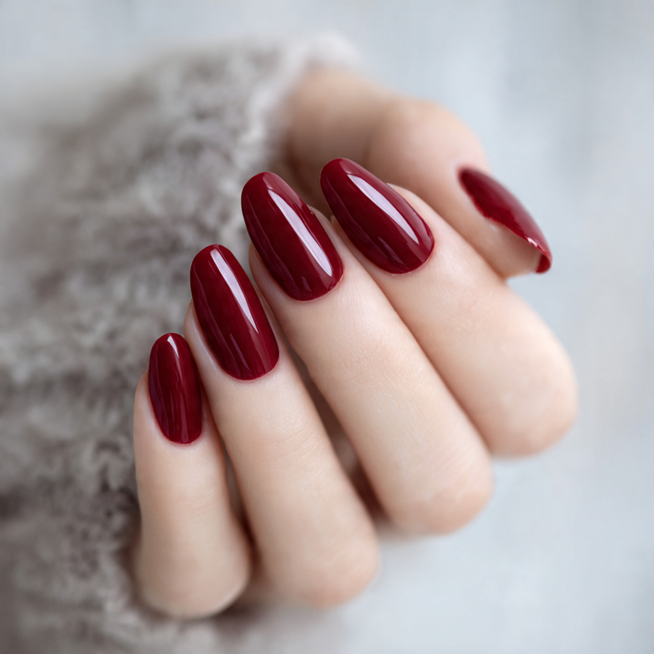 Dark Red Press-On Nails Design