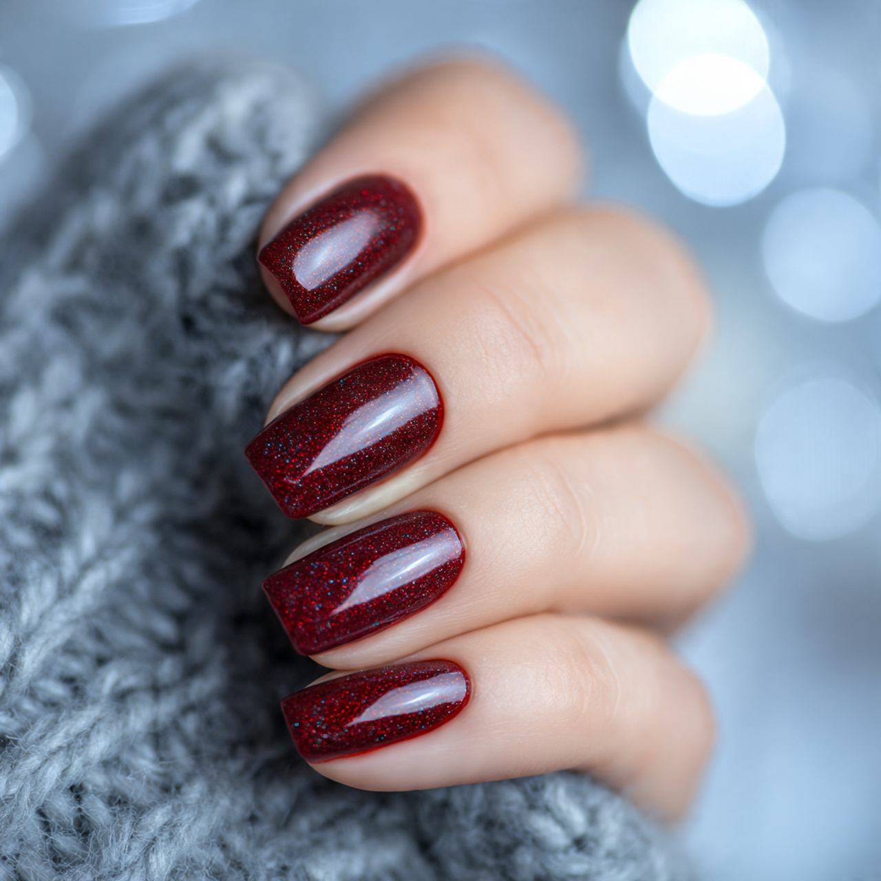 Dark Red Winter Nails Design