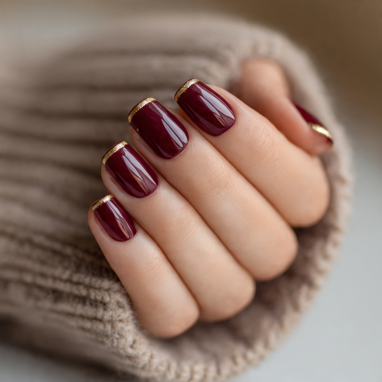 Burgundy French Tip Nails: 18 Classy, Bold & Must-Try Styles 15 Gold Accent Burgundy French Tip Nails