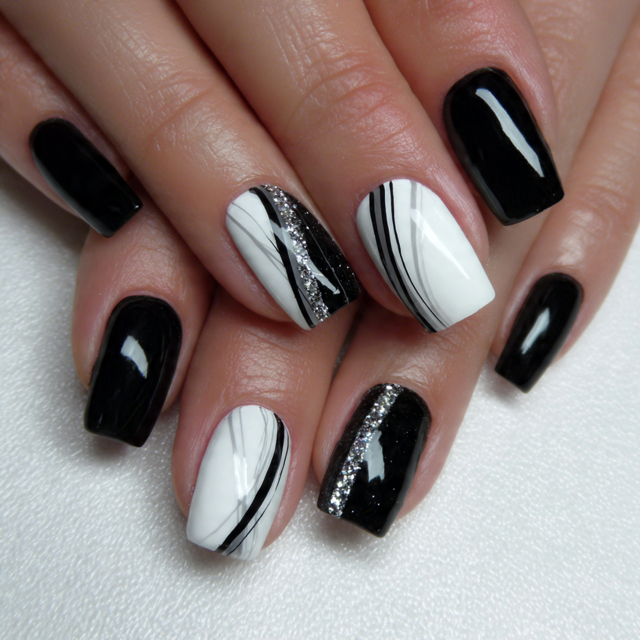 Elegant Black And White Nails Styles