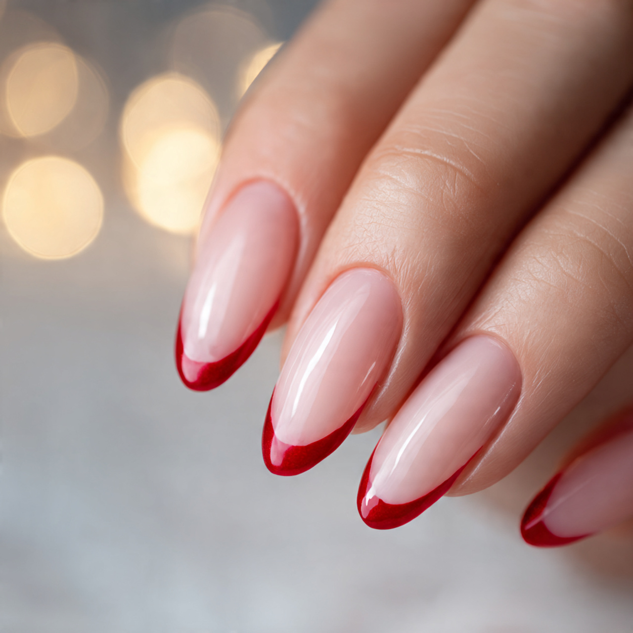 French Cherry Red Nails