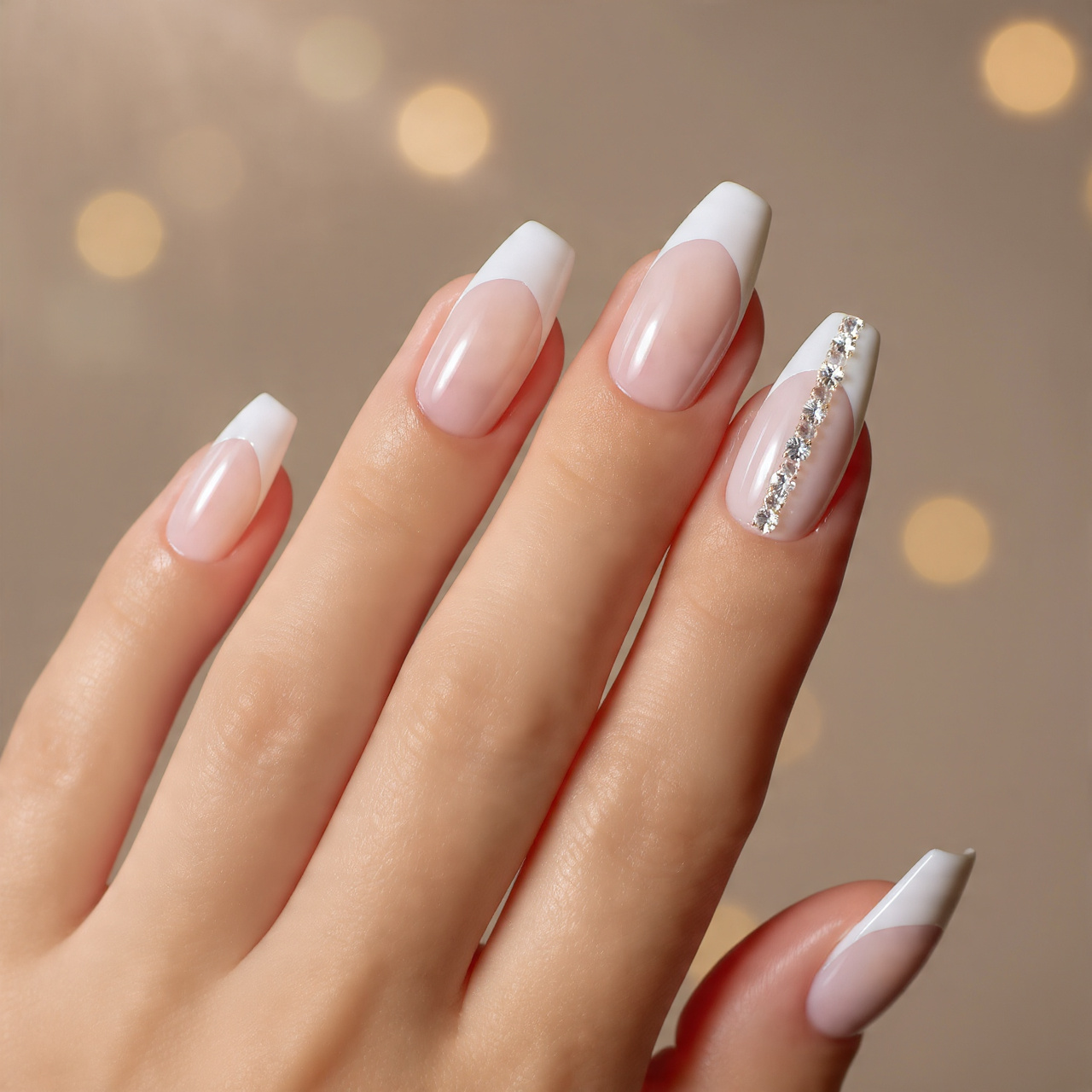 French Tip Acrylic Nails with Designs