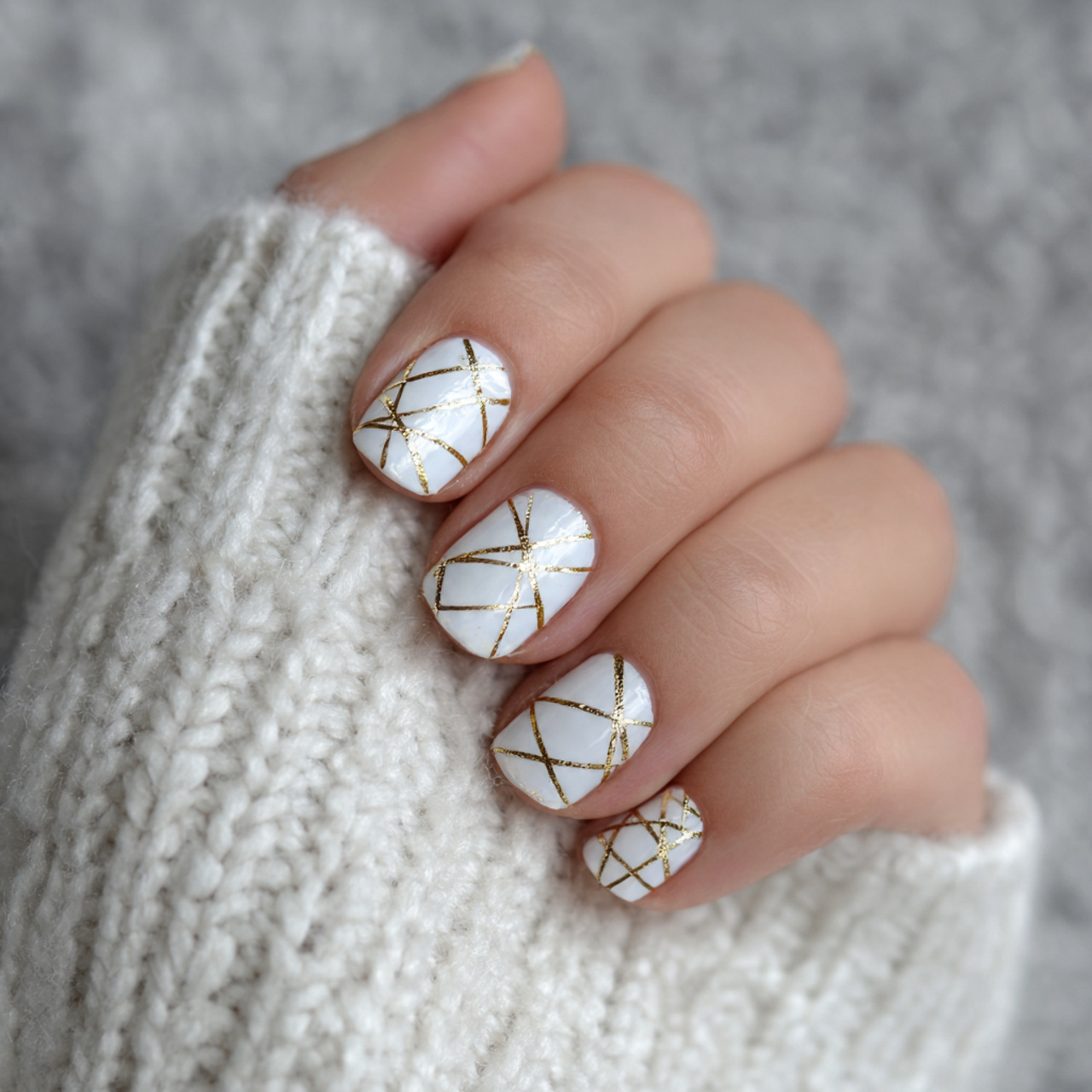 White and Gold Nails: 17 Chic Designs You’ll Love 12 Geometric White And Gold Nails