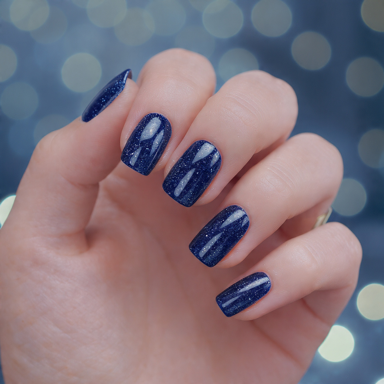 Glitter Dark Blue Nails