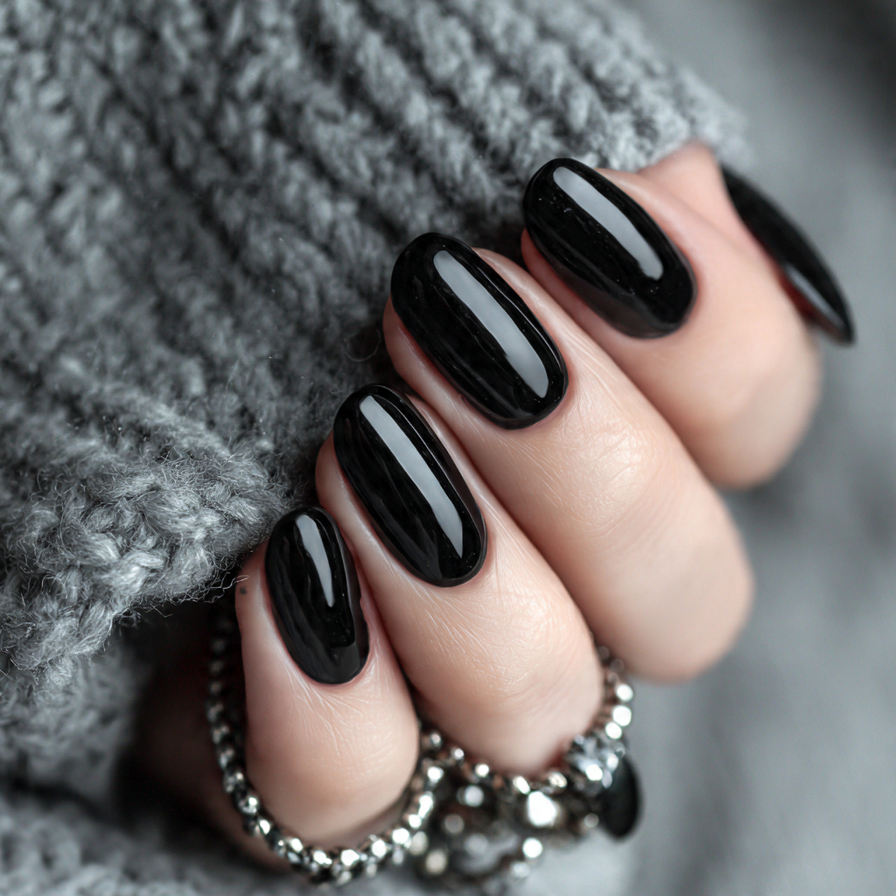 Short Black Nails: 15 Chic Designs You’ll Absolutely Love 3 Glossy Short Black Nails for a Classic Shine