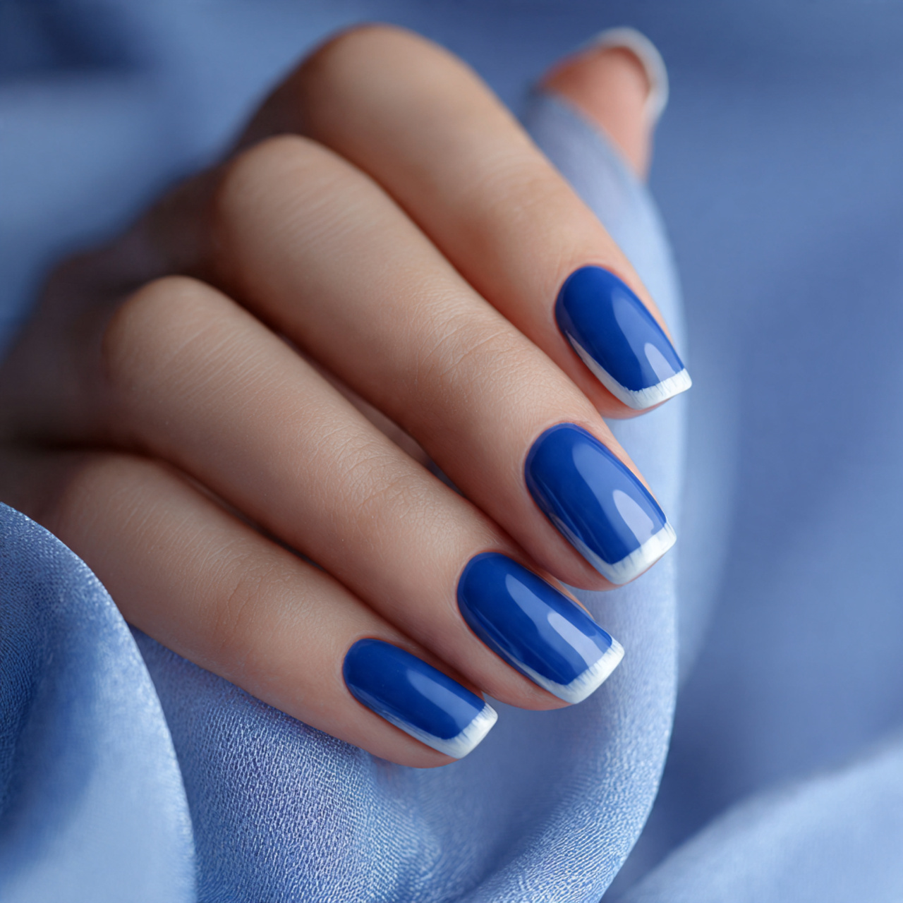 Abstract Blue And White Nails