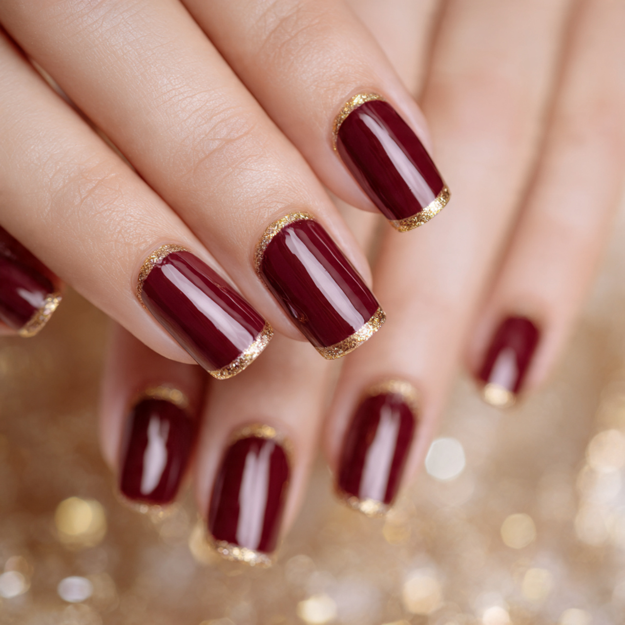 Burgundy French Tip Nails: 18 Classy, Bold & Must-Try Styles 14 Double Line Burgundy French Tip Nails