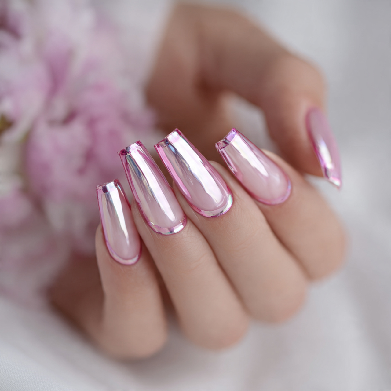 French Pink Chrome Nails