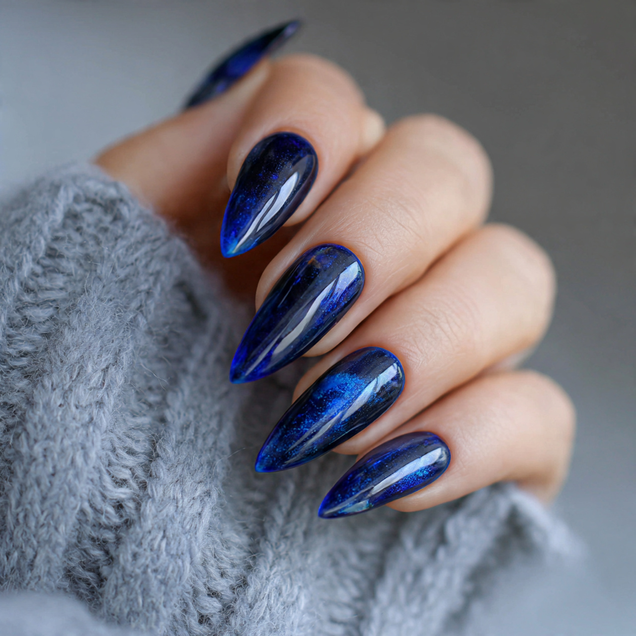 Jelly Dark Blue Nails