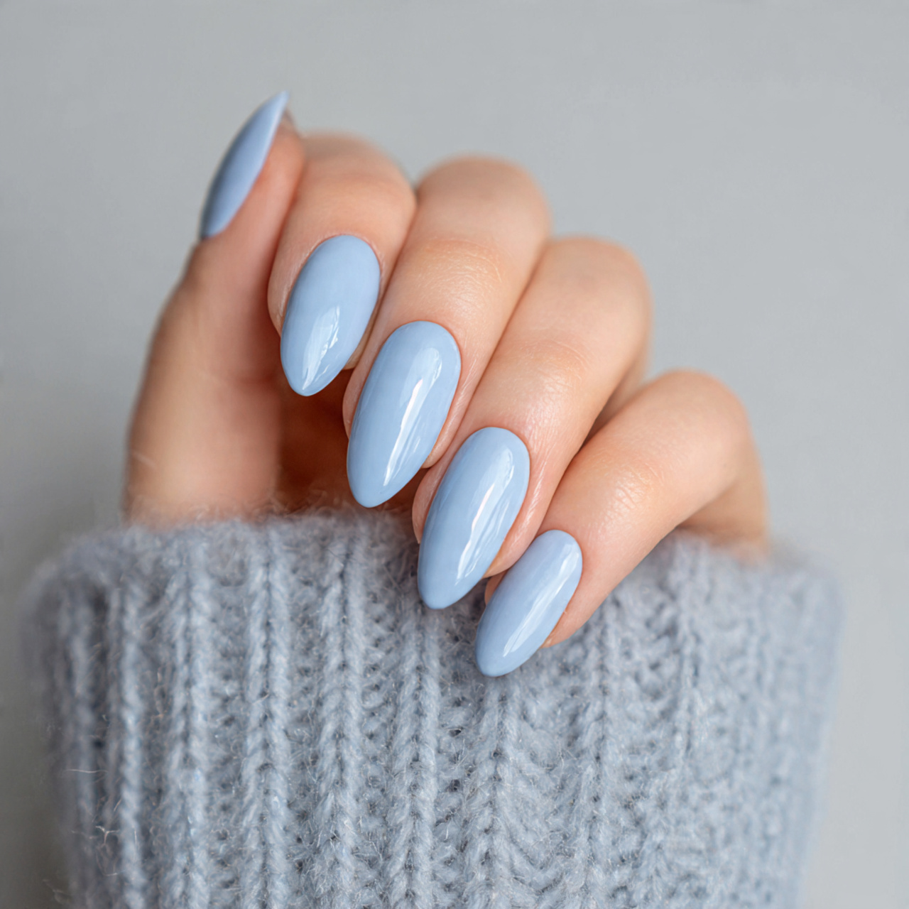 Light Blue Almond Nails