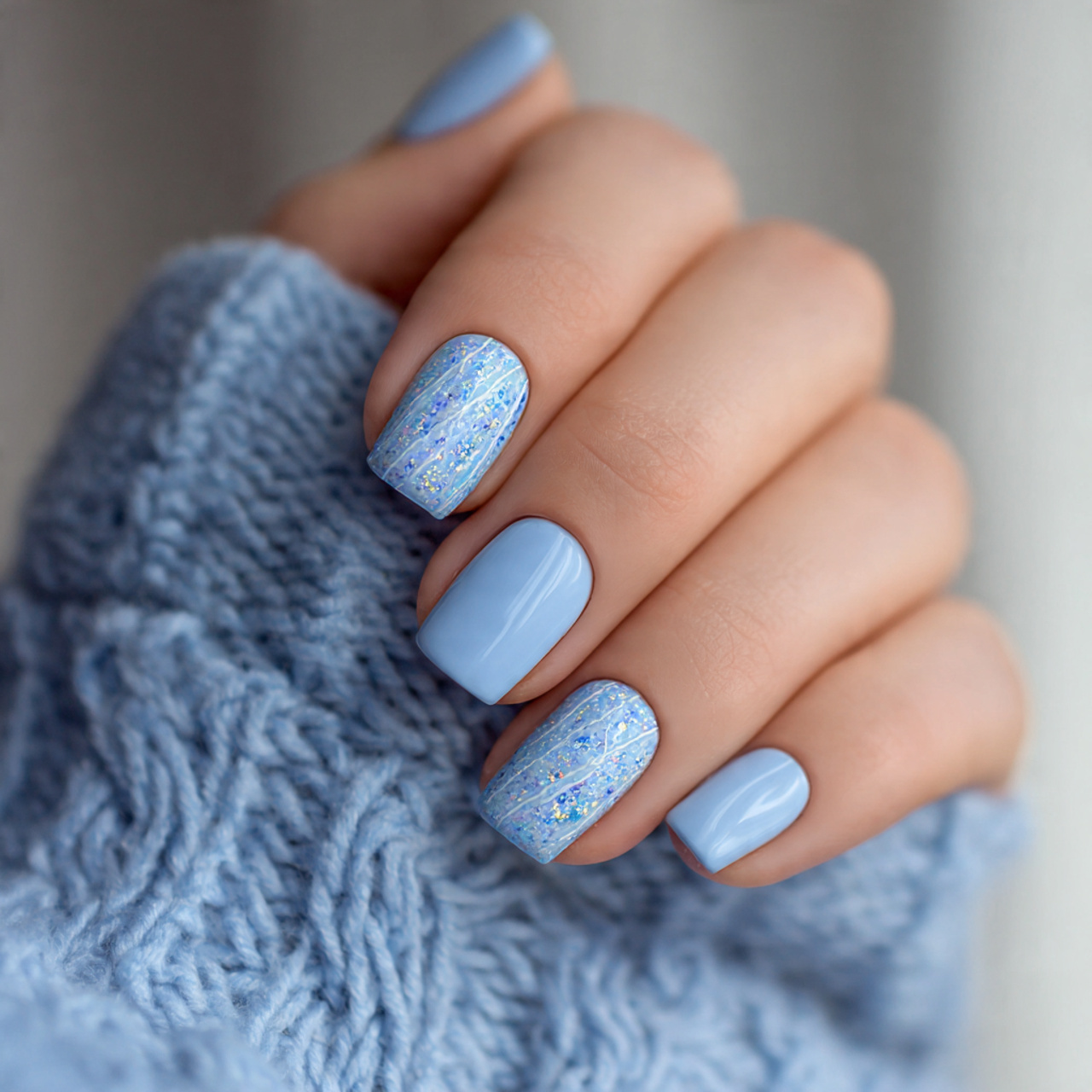 Light Blue Gel Nails