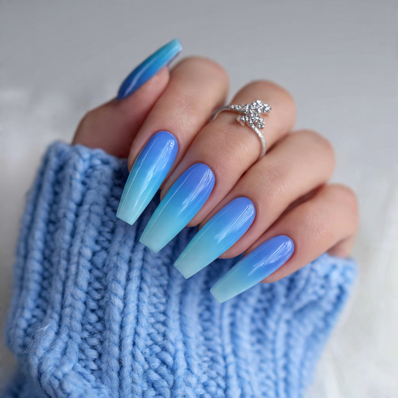 Light Blue Ombre Nails Ideas