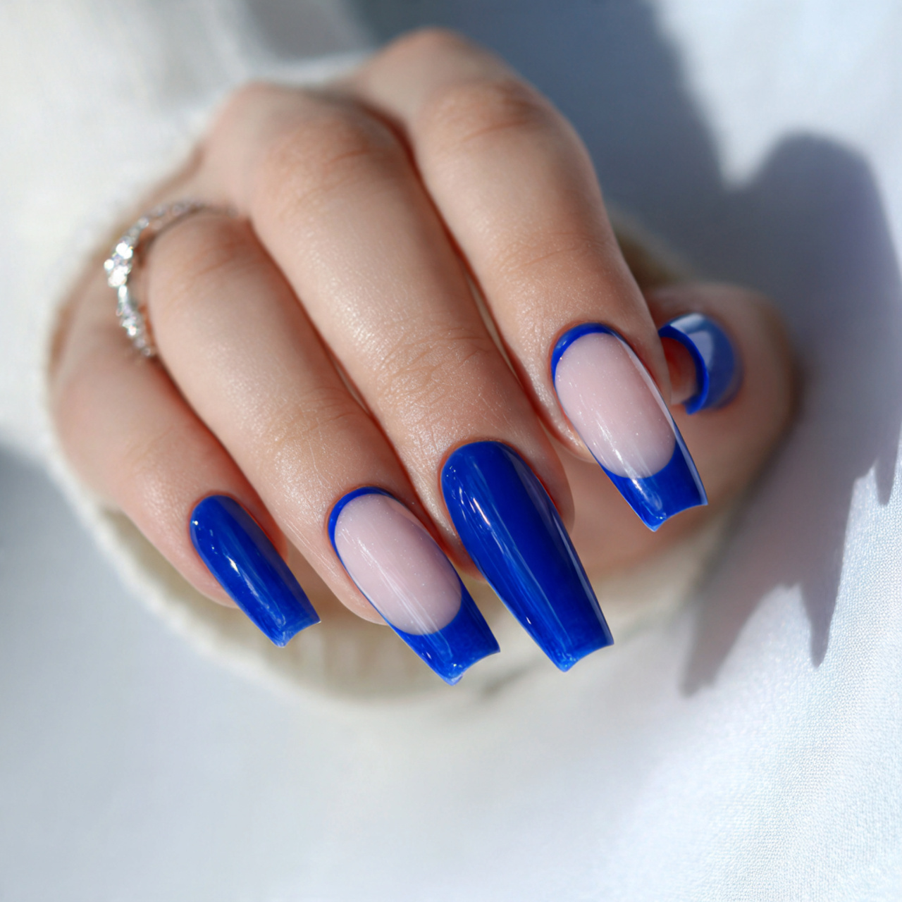 Blue French Tip Nails: 16 Trendy Designs & Easy DIY Ideas 15 Long Blue French Tip Nails