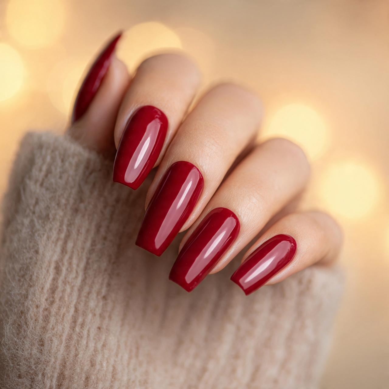 Long Cherry Red Nails