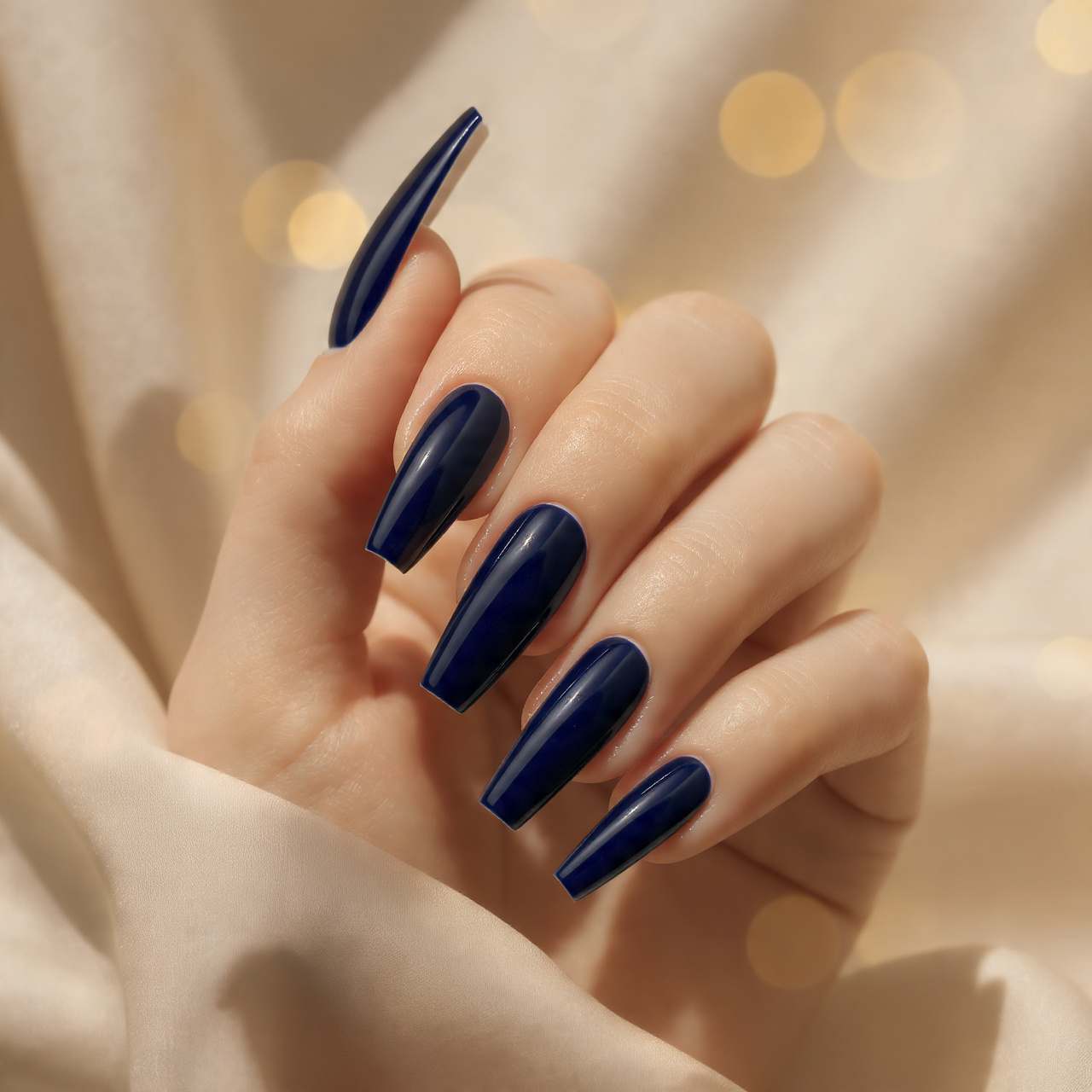 Long Dark Blue Nails