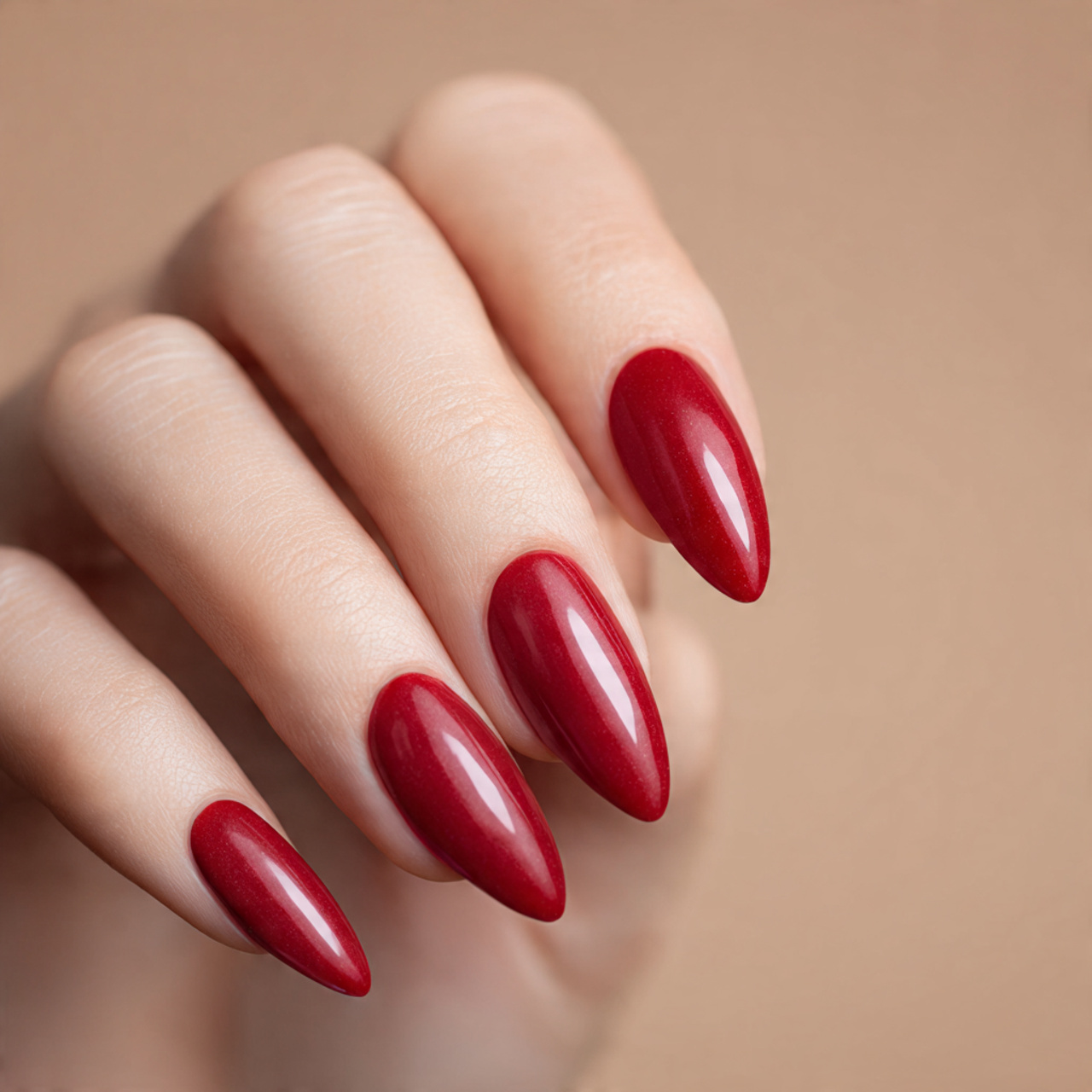 Long Red Almond Nails