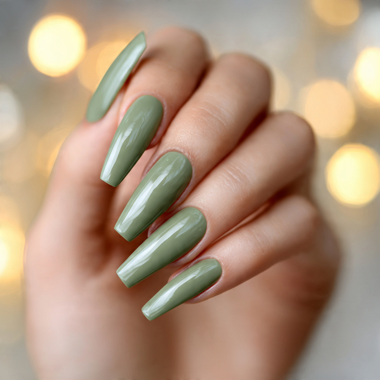 Sage Green Nails: 15 Fresh, Classy & Modern Styles 2 Long Sage Green Nails