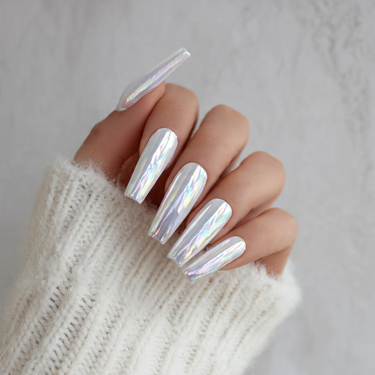 White Chrome Nails: 17 Stunning Styles to Try This Year 2 Long White Chrome Nails
