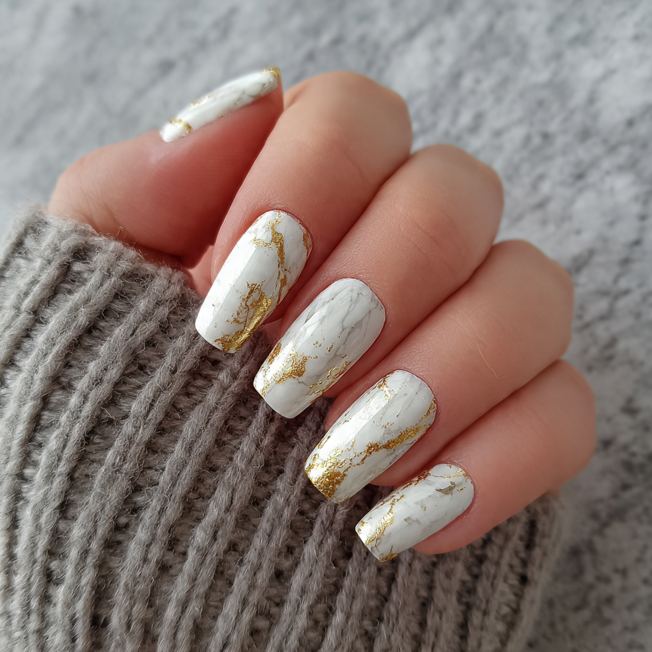 White and Gold Nails: 17 Chic Designs You’ll Love 7 Marble White And Gold Nails