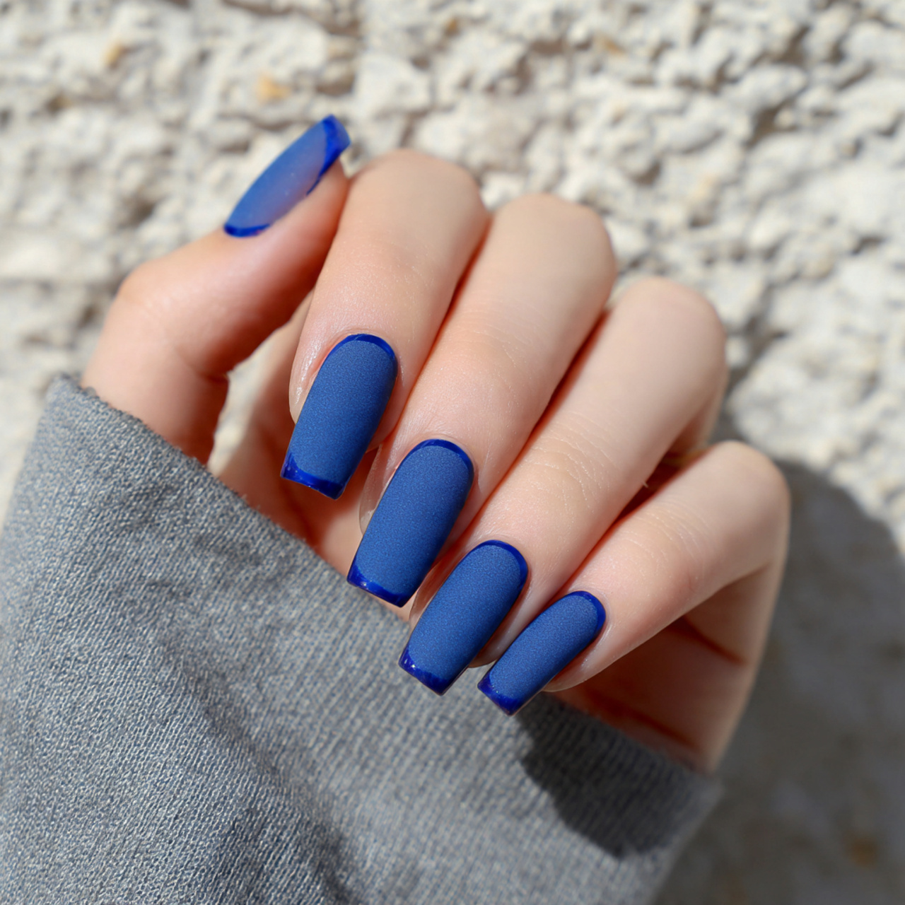 Blue French Tip Nails: 16 Trendy Designs & Easy DIY Ideas 7 Matte Blue French Tip Nails