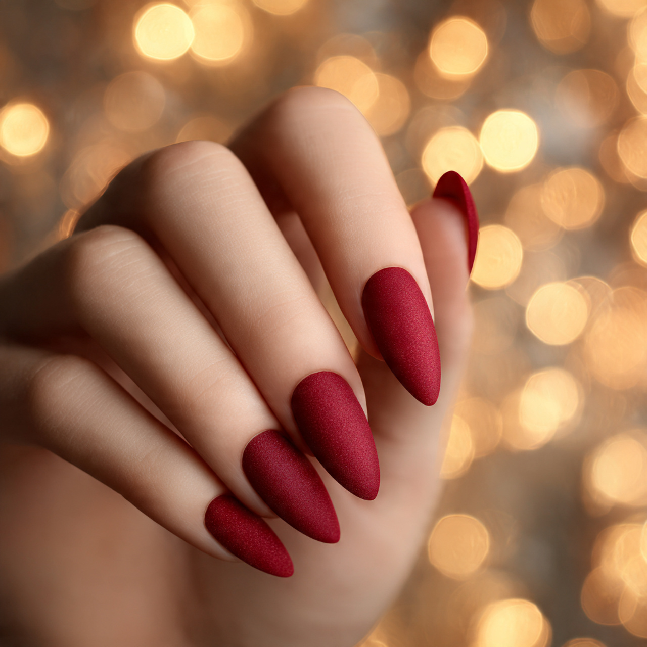 Matte Cherry Red Nails