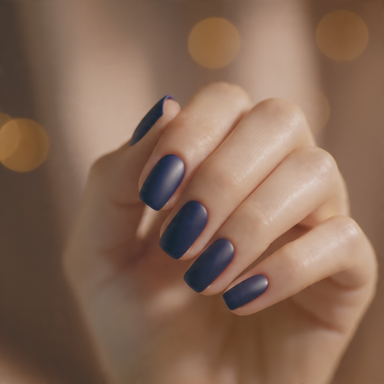 Matte Dark Blue Nails