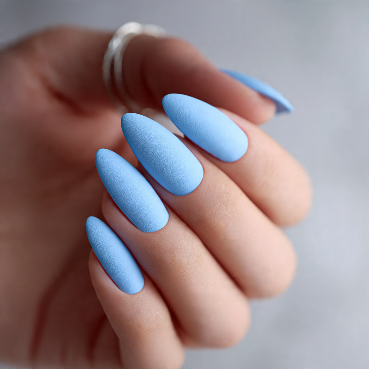 Matte Light Blue Nails Trend