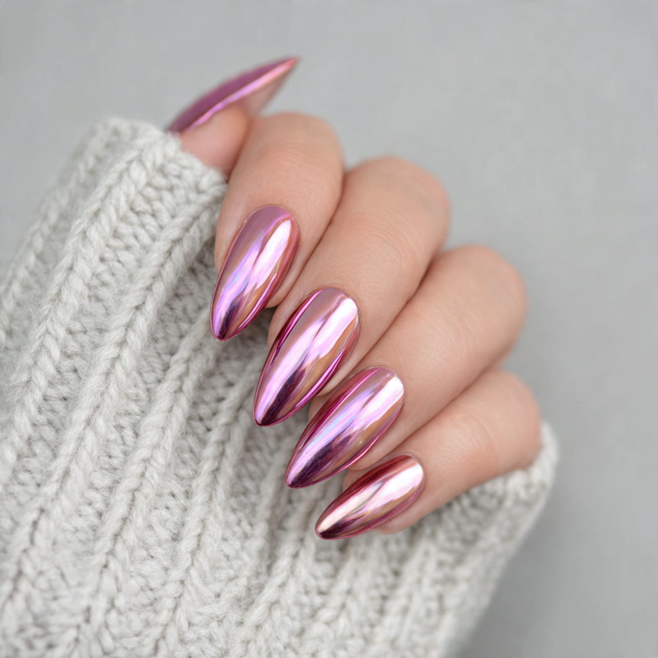 Matte Pink Chrome Nails