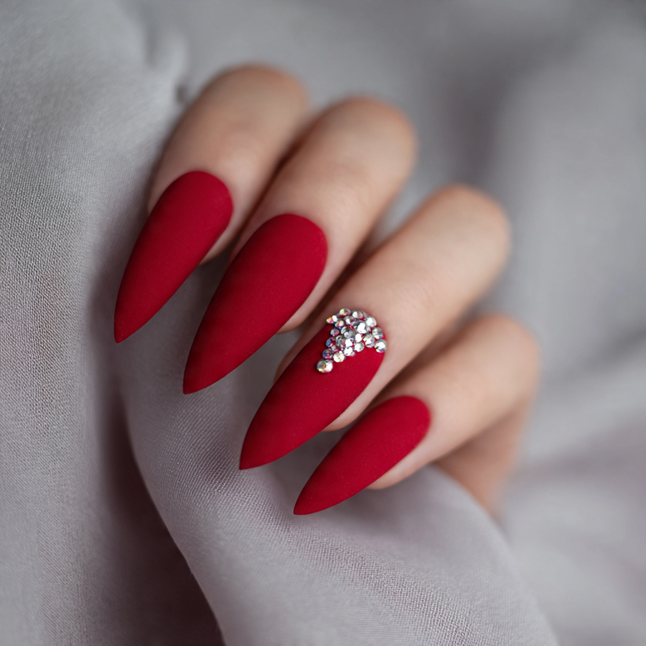 Red Prom Nails: 15 Stunning Ideas for a Glam Night Look 3 Matte Red Prom Nails