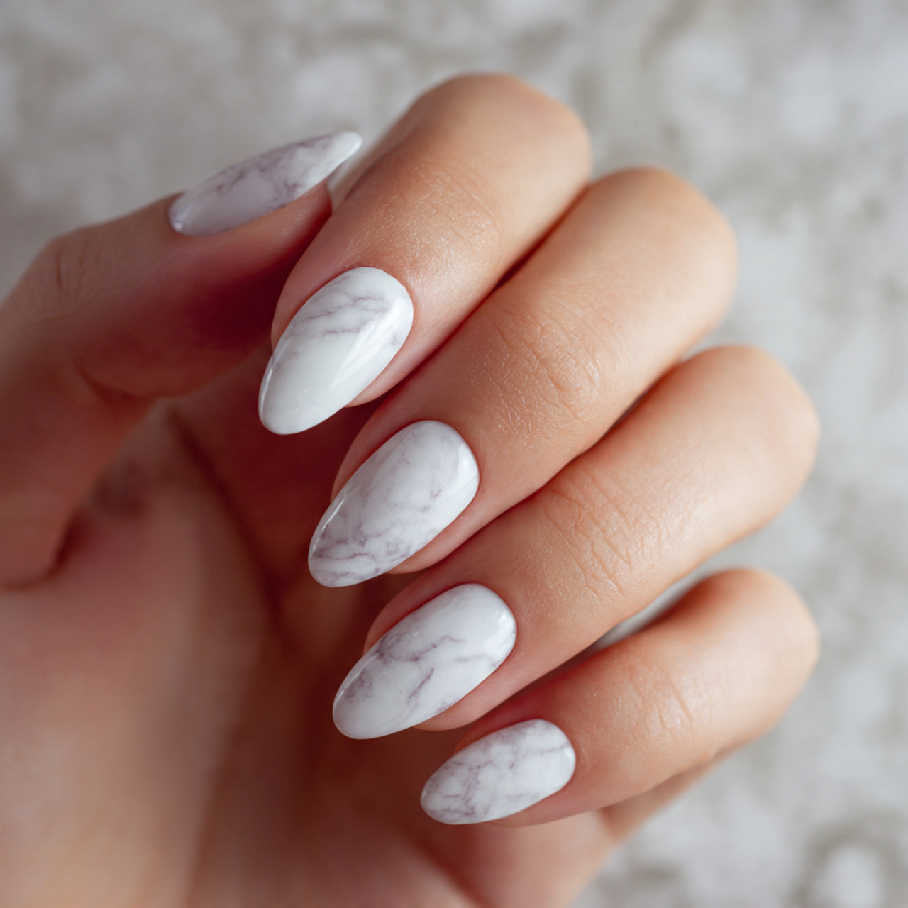 Milky White Nails: 15 Elegant Ideas You Need to Try Now 11 Milky White Nails with Marble Designs