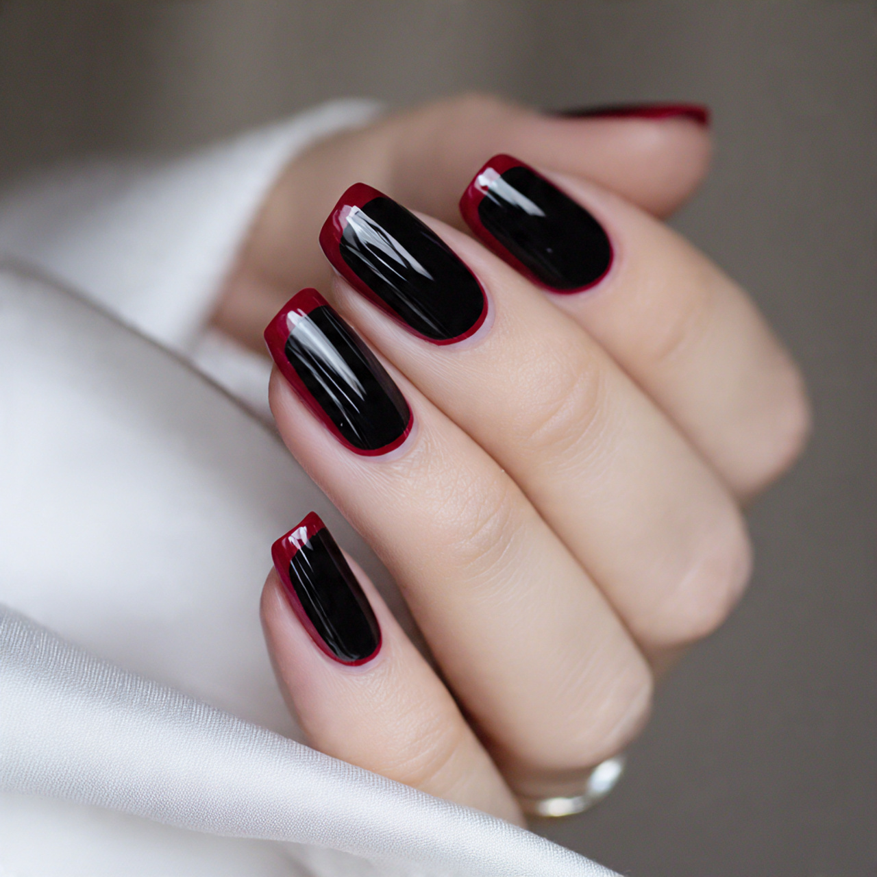Minimalist Black And Red Nails