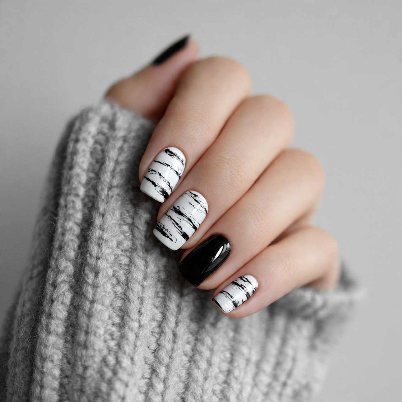 Minimalist Black And White Nails